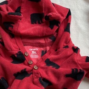 Black Bear Onesie w/Bear Ears  Red Carter's Size 18 Months